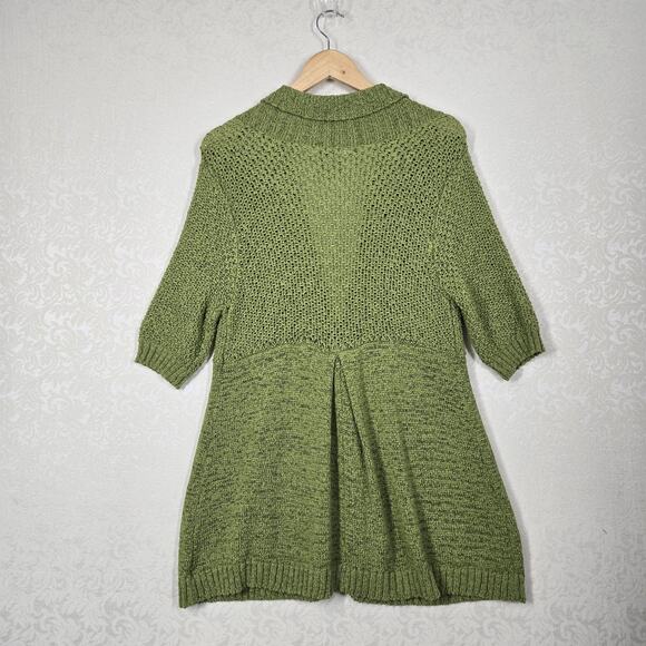 VTG Carole Little Cardigan Sweater sz XL* Green Half Sleeve 1 Button Front - Picture 9 of 14